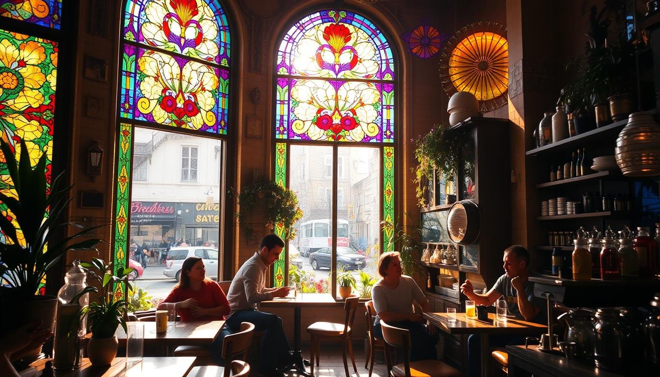 彩色玻璃咖啡光影能量場 彩色玻璃咖啡光影能量場