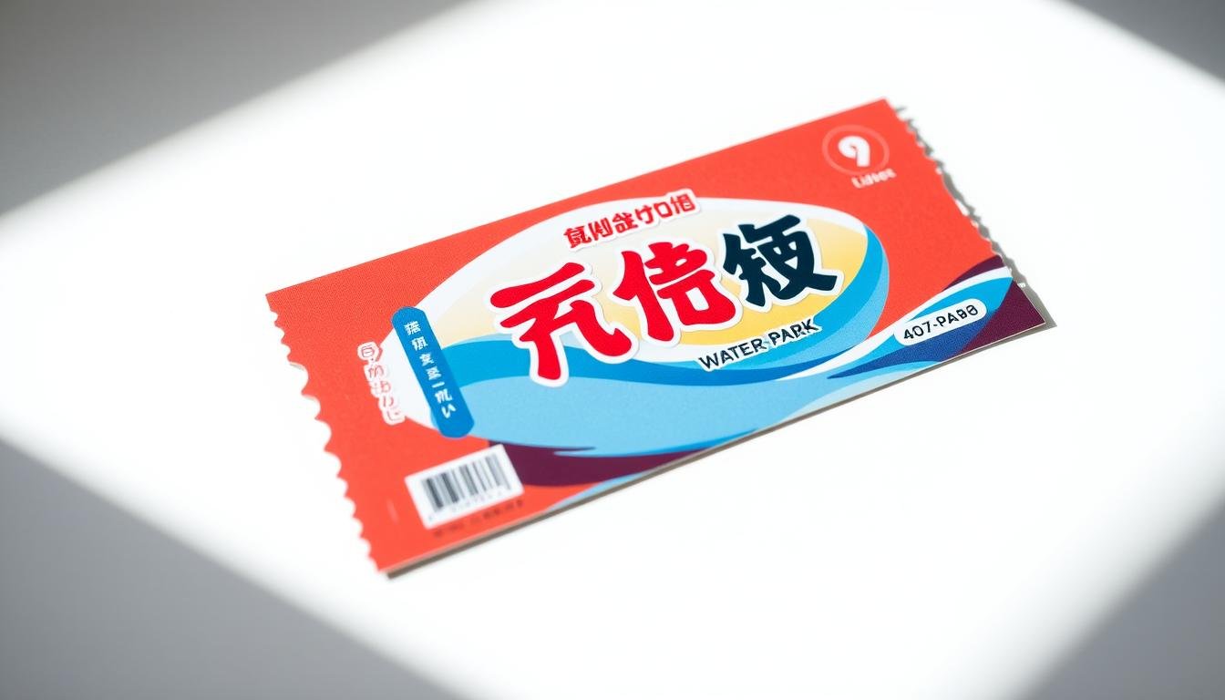 A high-resolution, detailed image of a colorful admission ticket for the water park at Ocean Park in Hong Kong. The ticket is prominently displayed in the center of the frame, with a clean white background. The ticket has vibrant red and blue graphics, with the Chinese character "票" (meaning "ticket") prominently featured. The ticket appears to be freshly printed, with crisp, clean edges and a glossy finish. The lighting is natural and slightly directional, creating subtle shadows that add depth and dimension to the ticket. The camera angle is slightly elevated, giving a slightly angled, dynamic perspective on the ticket. The overall mood is one of excitement and anticipation, evoking the thrill of a day at the water park. A high-resolution, detailed image of a colorful admission ticket for the water park at Ocean Park in Hong Kong. The ticket is prominently displayed in the center of the frame, with a clean white background. The ticket has vibrant red and blue graphics, with the Chinese character "票" (meaning "ticket") prominently featured. The ticket appears to be freshly printed, with crisp, clean edges and a glossy finish. The lighting is natural and slightly directional, creating subtle shadows that add depth and dimension to the ticket. The camera angle is slightly elevated, giving a slightly angled, dynamic perspective on the ticket. The overall mood is one of excitement and anticipation, evoking the thrill of a day at the water park.