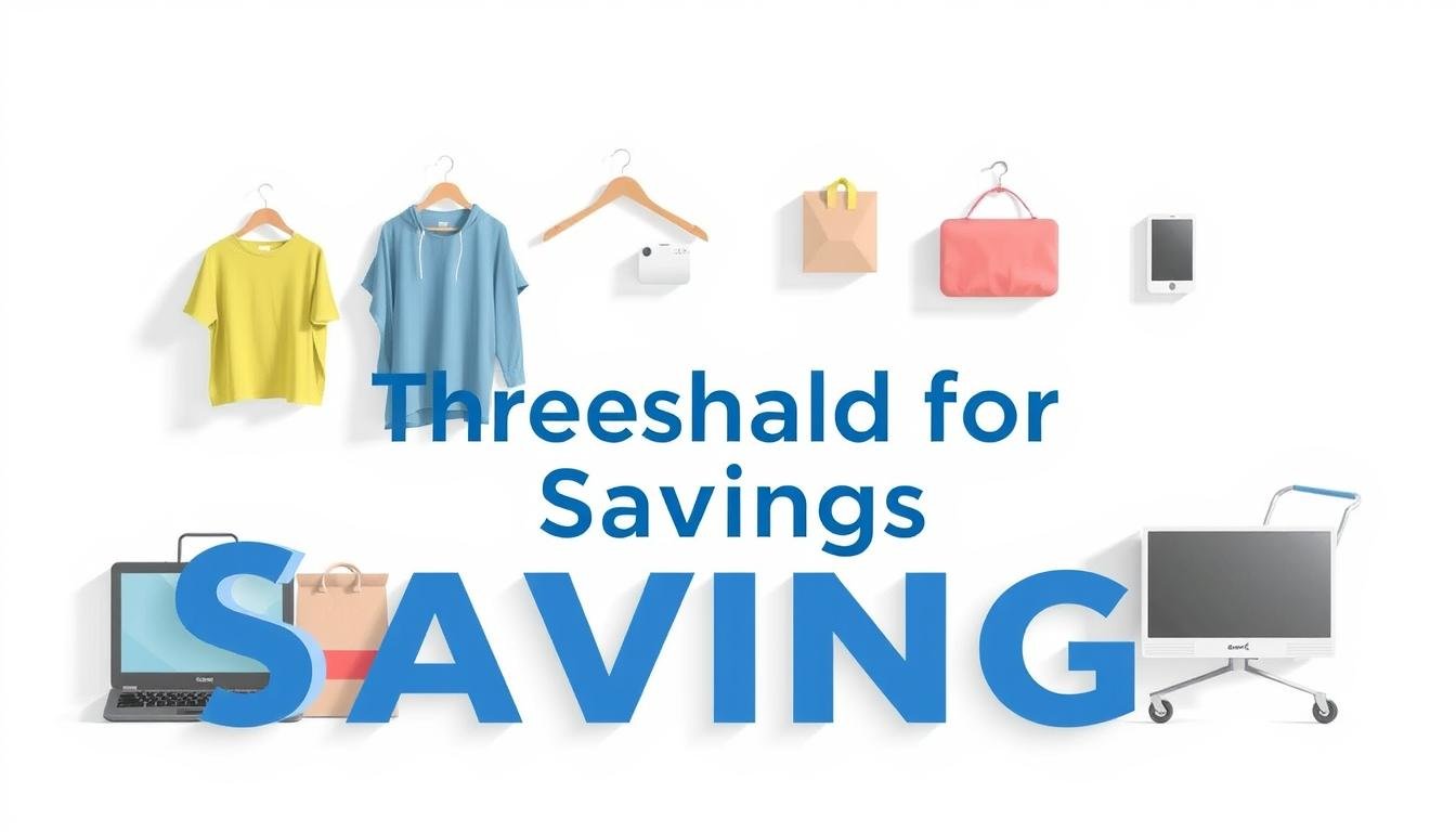 A modern, minimalist illustration showcasing a carefully curated shopping list and a prominent "Threshold for Savings" text overlay. The scene is set against a clean, white background, with soft shadows and highlights to create depth and dimension. The shopping items, ranging from clothing to electronics, are arranged in a visually appealing, organized manner, reflecting the careful planning and decision-making process. The "Threshold for Savings" text is rendered in a bold, sans-serif font, drawing the viewer's attention to the key concept being highlighted. The overall tone is one of efficiency, practicality, and financial savvy, capturing the essence of the article's subject matter. A modern, minimalist illustration showcasing a carefully curated shopping list and a prominent "Threshold for Savings" text overlay. The scene is set against a clean, white background, with soft shadows and highlights to create depth and dimension. The shopping items, ranging from clothing to electronics, are arranged in a visually appealing, organized manner, reflecting the careful planning and decision-making process. The "Threshold for Savings" text is rendered in a bold, sans-serif font, drawing the viewer's attention to the key concept being highlighted. The overall tone is one of efficiency, practicality, and financial savvy, capturing the essence of the article's subject matter.