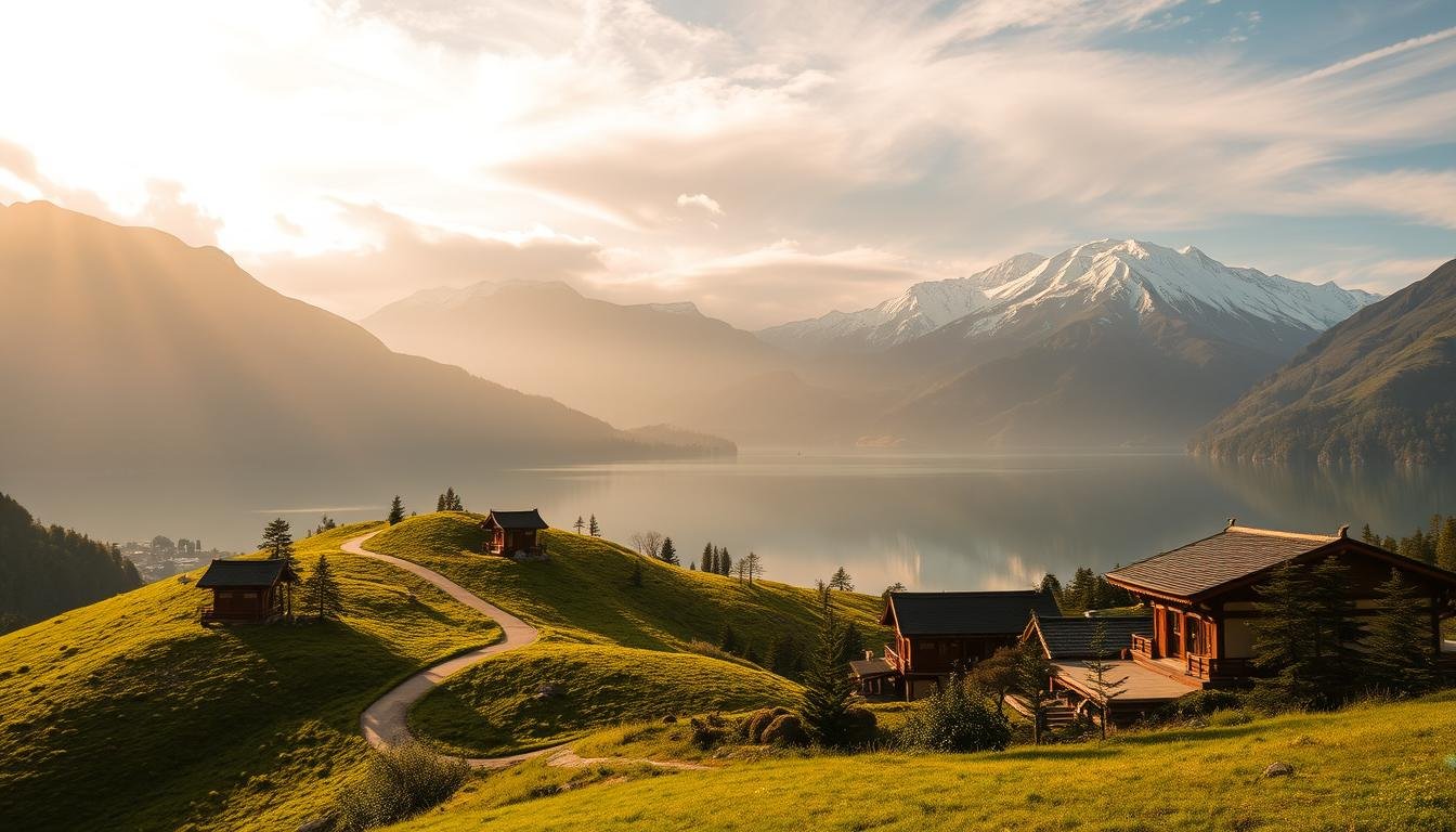 A serene landscape unfolds, showcasing the beauty of a seven-day journey through the heart of Japan. In the foreground, a winding path leads through lush, verdant hills, dotted with traditional wooden structures. Midground, towering snow-capped peaks pierce the sky, their majestic presence commanding awe. In the background, a tranquil lake reflects the surrounding mountains, creating a mirror-like surface that exudes a sense of peaceful contemplation. Warm, golden light filters through wispy clouds, casting a soft, ethereal glow over the entire scene. The composition evokes a deep appreciation for the rich cultural heritage and breathtaking natural wonders that await the discerning traveler on this seven-day journey. A serene landscape unfolds, showcasing the beauty of a seven-day journey through the heart of Japan. In the foreground, a winding path leads through lush, verdant hills, dotted with traditional wooden structures. Midground, towering snow-capped peaks pierce the sky, their majestic presence commanding awe. In the background, a tranquil lake reflects the surrounding mountains, creating a mirror-like surface that exudes a sense of peaceful contemplation. Warm, golden light filters through wispy clouds, casting a soft, ethereal glow over the entire scene. The composition evokes a deep appreciation for the rich cultural heritage and breathtaking natural wonders that await the discerning traveler on this seven-day journey.