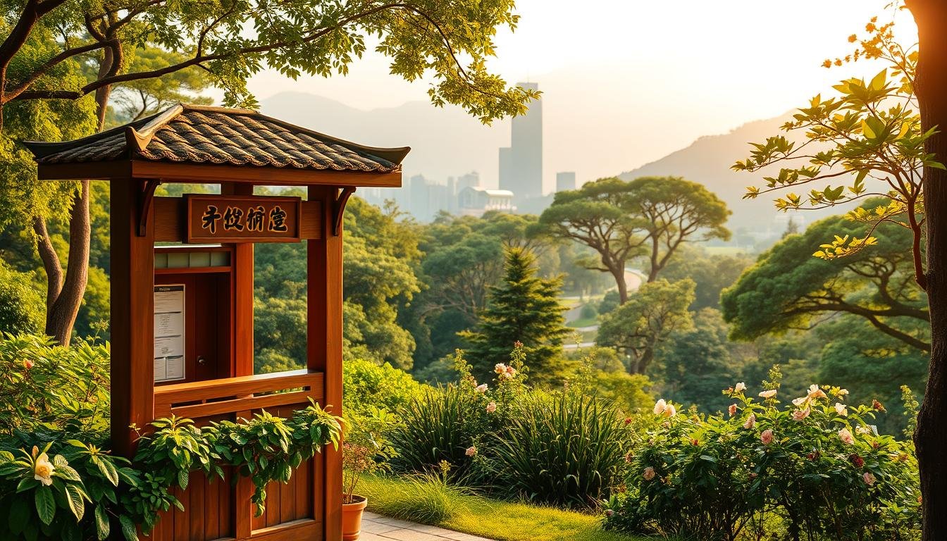 A serene scene of a ticket booth in a lush, verdant park. The foreground features a classic wooden ticket counter with a stylized sign reading "景點門票" in traditional Chinese characters. Warm, diffused lighting casts a soft glow over the scene, creating a welcoming atmosphere. In the middle ground, vibrant greenery and flowering plants frame the ticket booth, hinting at the natural wonders awaiting visitors. The background depicts a panoramic view of the park, with towering trees, winding paths, and hints of scenic attractions peeking through. The overall composition conveys a sense of anticipation and the promise of an immersive, enriching experience for Hong Kong travelers. A serene scene of a ticket booth in a lush, verdant park. The foreground features a classic wooden ticket counter with a stylized sign reading "景點門票" in traditional Chinese characters. Warm, diffused lighting casts a soft glow over the scene, creating a welcoming atmosphere. In the middle ground, vibrant greenery and flowering plants frame the ticket booth, hinting at the natural wonders awaiting visitors. The background depicts a panoramic view of the park, with towering trees, winding paths, and hints of scenic attractions peeking through. The overall composition conveys a sense of anticipation and the promise of an immersive, enriching experience for Hong Kong travelers.