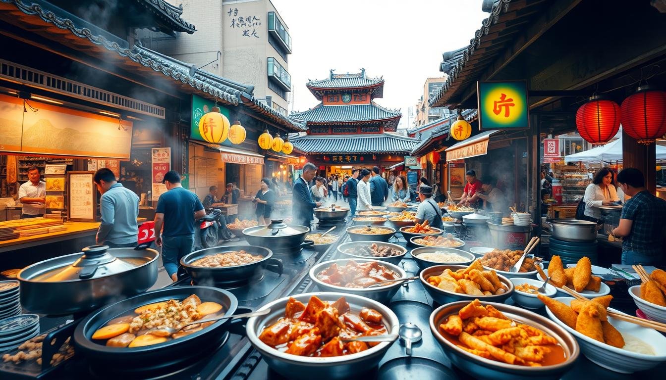 A vibrant and comprehensive Korean food map, showcasing an array of mouthwatering dishes against a backdrop of traditional architecture and bustling street scenes. In the foreground, a tableau of sizzling Korean barbecue, fragrant stews, and crispy fried chicken, with steam and savory aromas wafting through the air. The middle ground features lively market stalls, hawkers, and locals enjoying their meals, while the background is anchored by the iconic tiled roofs and ornate facades of historic Korean buildings. The lighting is warm and golden, casting a cozy, convivial atmosphere over the entire scene. Captured through a wide-angle lens, the image conveys the vibrant energy and culinary richness of Seoul's Hongdae neighborhood. A vibrant and comprehensive Korean food map, showcasing an array of mouthwatering dishes against a backdrop of traditional architecture and bustling street scenes. In the foreground, a tableau of sizzling Korean barbecue, fragrant stews, and crispy fried chicken, with steam and savory aromas wafting through the air. The middle ground features lively market stalls, hawkers, and locals enjoying their meals, while the background is anchored by the iconic tiled roofs and ornate facades of historic Korean buildings. The lighting is warm and golden, casting a cozy, convivial atmosphere over the entire scene. Captured through a wide-angle lens, the image conveys the vibrant energy and culinary richness of Seoul's Hongdae neighborhood.