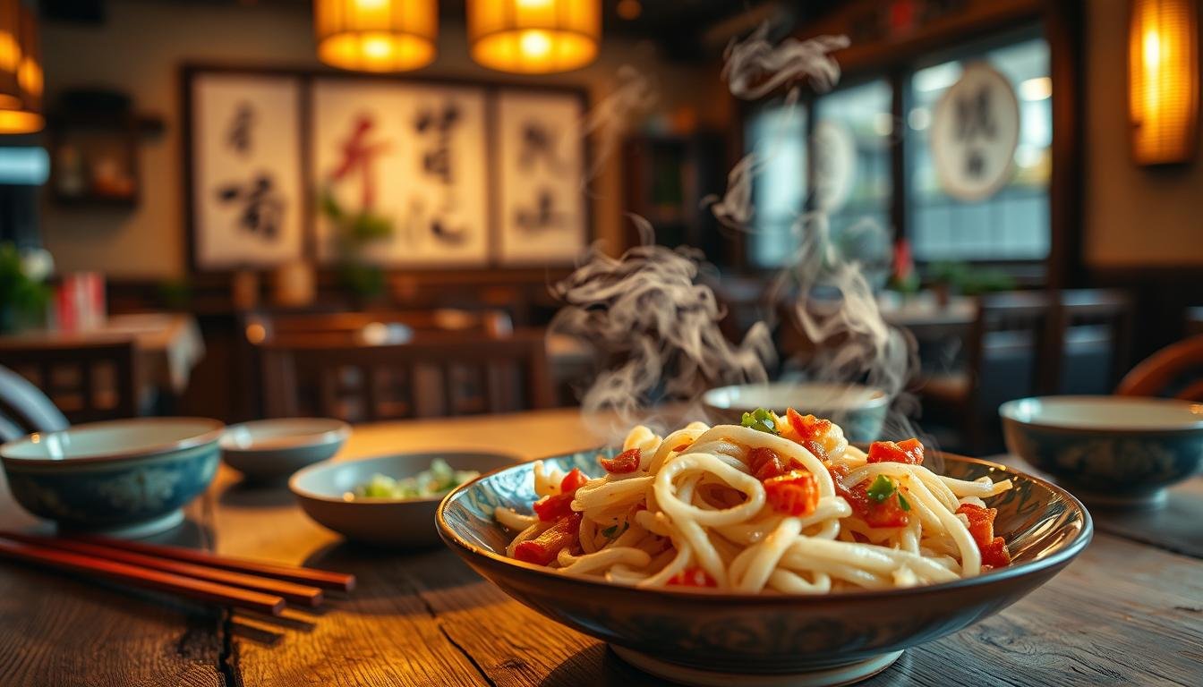 A vibrant dish of "Cantonese-Chaozhou Kung Fu Cuisine" takes center stage. In the foreground, a steaming plate showcases a harmonious fusion of Cantonese and Chaozhou culinary techniques. Delicate textures and intricate flavors intertwine, creating a symphony of savory umami and subtle nuances. The middle ground features a rustic wooden table, adorned with traditional ceramics and chopsticks, setting the stage for this culinary masterpiece. In the background, a softly-lit restaurant interior evokes a cozy, intimate atmosphere, with hints of traditional Cantonese and Chaozhou decor elements. The lighting casts a warm, inviting glow, highlighting the artistry and craftsmanship of this unique and captivating dish. A vibrant dish of "Cantonese-Chaozhou Kung Fu Cuisine" takes center stage. In the foreground, a steaming plate showcases a harmonious fusion of Cantonese and Chaozhou culinary techniques. Delicate textures and intricate flavors intertwine, creating a symphony of savory umami and subtle nuances. The middle ground features a rustic wooden table, adorned with traditional ceramics and chopsticks, setting the stage for this culinary masterpiece. In the background, a softly-lit restaurant interior evokes a cozy, intimate atmosphere, with hints of traditional Cantonese and Chaozhou decor elements. The lighting casts a warm, inviting glow, highlighting the artistry and craftsmanship of this unique and captivating dish.