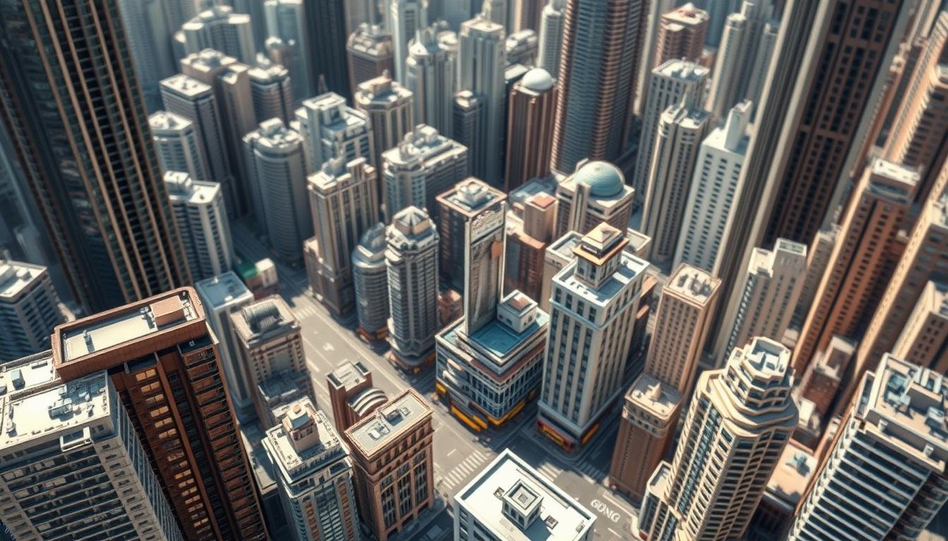 Detailed 3D rendering of a vibrant Hong Kong cityscape, showcasing the impressive architectural features of prominent buildings. The scene should capture a bird's-eye view, highlighting the intricate design and scale of the structures, with a focus on the Google Maps interface overlaying the 3D model. Subtle lighting should create depth and shadows, emphasizing the volume and textures of the buildings. The mood should convey a sense of exploration and navigation, inviting the viewer to virtually navigate the city streets. The image should have a crisp, high-resolution quality, allowing the viewer to appreciate the fine details of the 3D models. Detailed 3D rendering of a vibrant Hong Kong cityscape, showcasing the impressive architectural features of prominent buildings. The scene should capture a bird's-eye view, highlighting the intricate design and scale of the structures, with a focus on the Google Maps interface overlaying the 3D model. Subtle lighting should create depth and shadows, emphasizing the volume and textures of the buildings. The mood should convey a sense of exploration and navigation, inviting the viewer to virtually navigate the city streets. The image should have a crisp, high-resolution quality, allowing the viewer to appreciate the fine details of the 3D models.