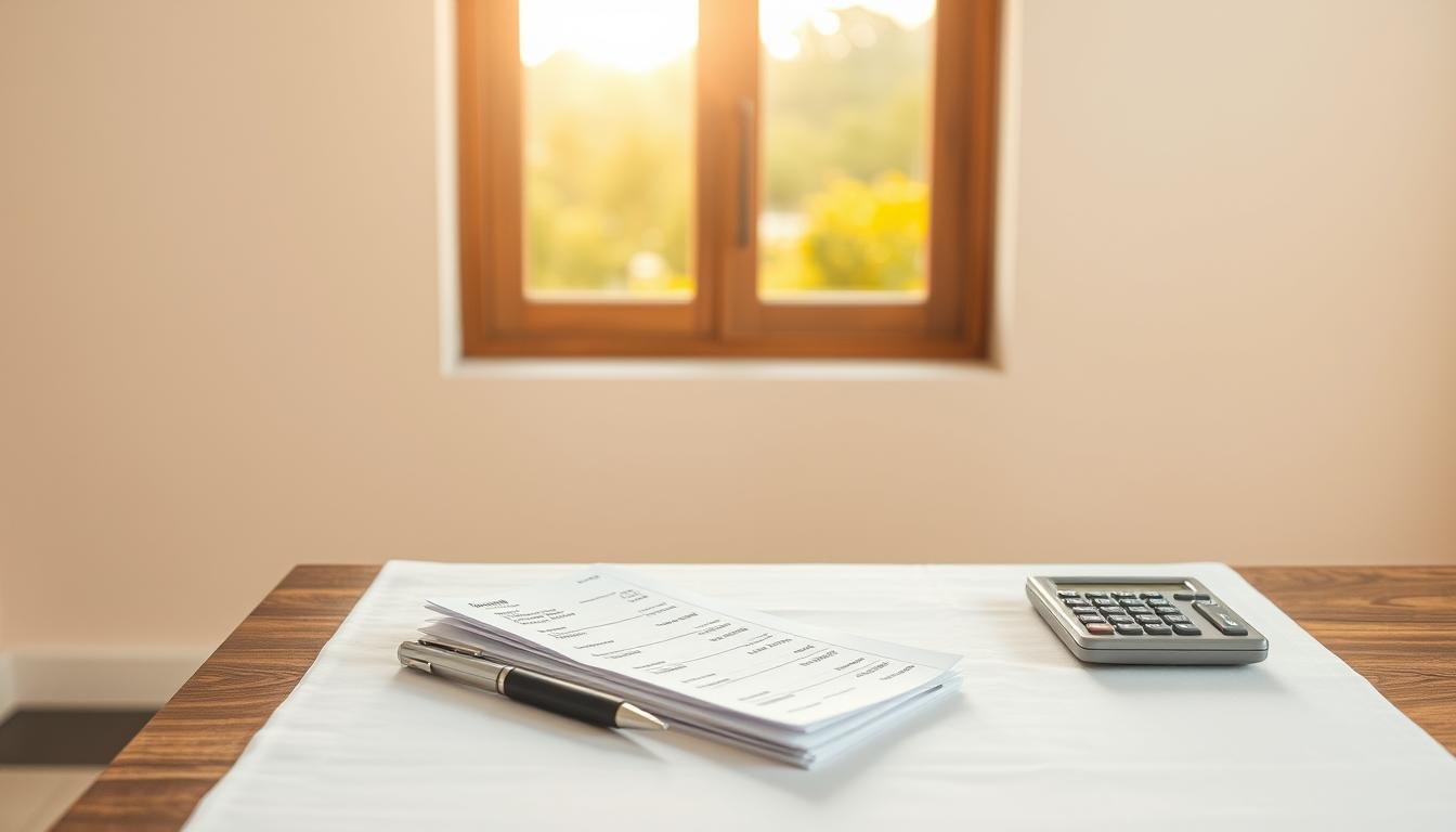 A luxurious, minimalist table setting against a soft, natural backdrop. In the foreground, a wooden table with a clean, white tablecloth, showcasing a stack of neatly organized expense receipts, a pen, and a simple calculator. The middle ground features a window overlooking a serene outdoor scene, bathed in warm, diffused natural light. The background is a soothing, pastel-colored wall, creating a calming, reflective atmosphere. The overall composition evokes a sense of organization, attention to detail, and financial planning, perfectly suited to illustrate the "每日花費參考" section of the travel article.