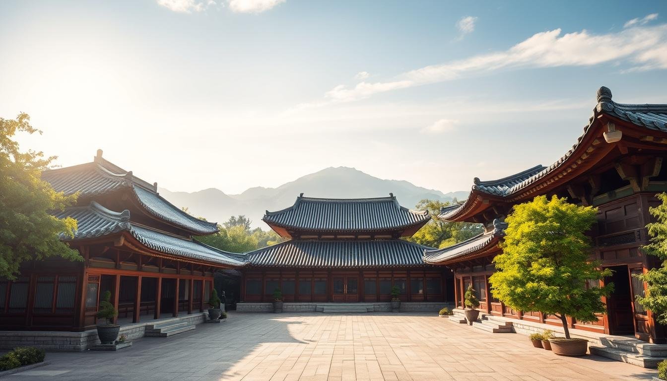 A majestic Korean palace nestled amidst lush greenery, its intricate architecture and ornate details reflecting the rich cultural heritage of the nation. Sunlight filters through the ornate wooden structures, casting warm shadows upon the serene courtyard. In the background, a towering mountain range stands as a testament to the enduring strength and resilience of Korean history. The scene evokes a sense of timeless wonder, inviting the viewer to immerse themselves in the profound significance of this ancient site. A harmonious blend of natural and man-made elements, this image captures the essence of Korea's historical significance and the cultural treasures that continue to captivate the world. A majestic Korean palace nestled amidst lush greenery, its intricate architecture and ornate details reflecting the rich cultural heritage of the nation. Sunlight filters through the ornate wooden structures, casting warm shadows upon the serene courtyard. In the background, a towering mountain range stands as a testament to the enduring strength and resilience of Korean history. The scene evokes a sense of timeless wonder, inviting the viewer to immerse themselves in the profound significance of this ancient site. A harmonious blend of natural and man-made elements, this image captures the essence of Korea's historical significance and the cultural treasures that continue to captivate the world.