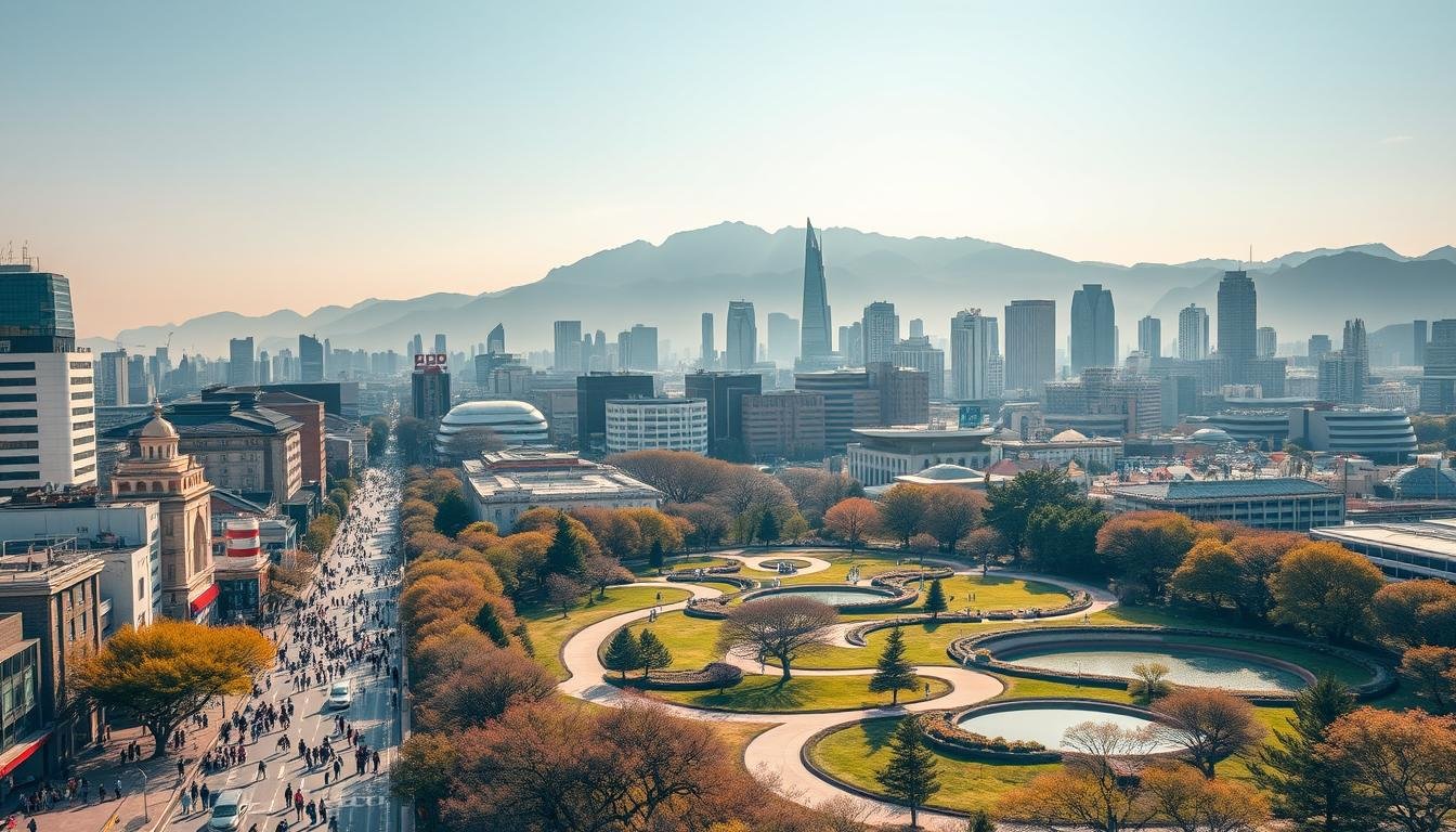 A vibrant cityscape of Seoul, South Korea, bathed in warm afternoon sunlight. In the foreground, a bustling street lined with iconic landmarks and modern high-rises, reflecting the energy and glamour of the K-pop capital. The middle ground features a lush, landscaped park, with winding paths and serene ponds, where young fans gather to catch a glimpse of their favorite stars. In the background, the towering silhouettes of the city's famous mountains rise up, creating a striking natural backdrop. The image conveys a sense of wonder and excitement, as if the viewer is about to embark on a guided tour of Seoul's most famous celebrity hotspots. A vibrant cityscape of Seoul, South Korea, bathed in warm afternoon sunlight. In the foreground, a bustling street lined with iconic landmarks and modern high-rises, reflecting the energy and glamour of the K-pop capital. The middle ground features a lush, landscaped park, with winding paths and serene ponds, where young fans gather to catch a glimpse of their favorite stars. In the background, the towering silhouettes of the city's famous mountains rise up, creating a striking natural backdrop. The image conveys a sense of wonder and excitement, as if the viewer is about to embark on a guided tour of Seoul's most famous celebrity hotspots.