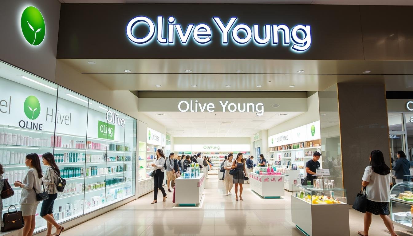 A bustling Olive Young pharmacy store in Busan, South Korea. The storefront is bright and inviting, with large windows showcasing a wide array of cosmetics and skincare products. The interior is sleek and modern, with clean lines and minimalist displays that highlight the merchandise. Shoppers are browsing the aisles, examining the latest Korean beauty trends. Soft, natural lighting fills the space, creating a warm and welcoming atmosphere. The overall scene captures the excitement and allure of the Olive Young shopping experience, a must-visit destination for anyone seeking the best of Busan's vibrant cosmetics culture. A bustling Olive Young pharmacy store in Busan, South Korea. The storefront is bright and inviting, with large windows showcasing a wide array of cosmetics and skincare products. The interior is sleek and modern, with clean lines and minimalist displays that highlight the merchandise. Shoppers are browsing the aisles, examining the latest Korean beauty trends. Soft, natural lighting fills the space, creating a warm and welcoming atmosphere. The overall scene captures the excitement and allure of the Olive Young shopping experience, a must-visit destination for anyone seeking the best of Busan's vibrant cosmetics culture.