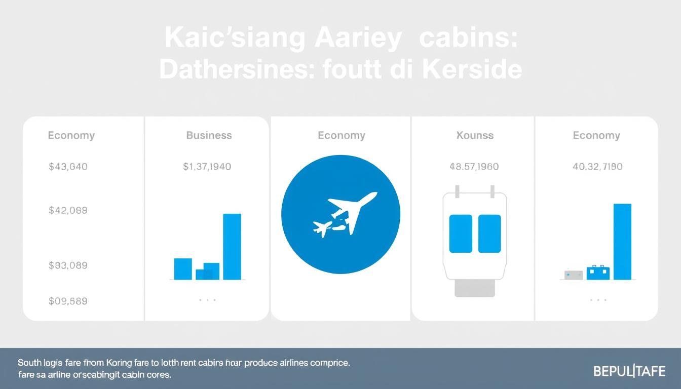 A high-quality infographic comparing the fare prices across different airline cabin classes for flights from Kaohsiung to South Korea. The image features a clean, modern design with a neutral color palette of grays, whites, and accents of blue. The layout showcases the fare differences between economy, business, and first-class cabins in a clear, easy-to-understand format. The data is presented using simple graphs and charts, allowing the viewer to quickly grasp the key pricing information. The overall tone is professional and informative, with a focus on providing valuable insights for the reader. The image is free of any distracting text, captions, or overlays, allowing the visualizations to take center stage. A high-quality infographic comparing the fare prices across different airline cabin classes for flights from Kaohsiung to South Korea. The image features a clean, modern design with a neutral color palette of grays, whites, and accents of blue. The layout showcases the fare differences between economy, business, and first-class cabins in a clear, easy-to-understand format. The data is presented using simple graphs and charts, allowing the viewer to quickly grasp the key pricing information. The overall tone is professional and informative, with a focus on providing valuable insights for the reader. The image is free of any distracting text, captions, or overlays, allowing the visualizations to take center stage.