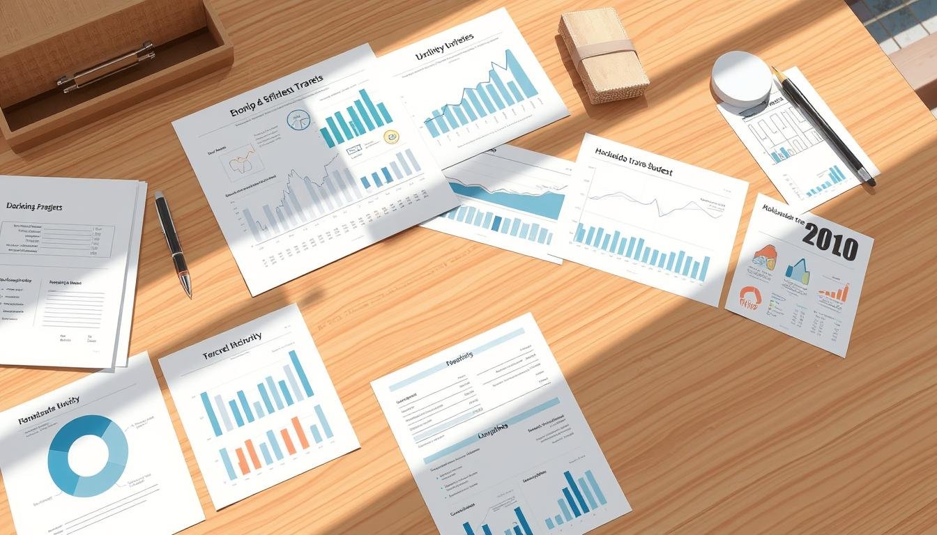 A meticulously detailed illustration of a comprehensive Hokkaido travel budget analysis. A clean, minimalist layout with a focus on data visualization and infographics. Soft, natural lighting illuminates a wooden table surface, upon which neatly arranged graphs, charts, and financial documents sit, conveying the analytical yet approachable nature of the content. The overall tone is one of informative practicality, guiding the viewer through the complexities of budgeting for a Hokkaido adventure. The color palette is muted, with earthy tones complementing the wooden accents, creating a sense of rustic sophistication. This image aims to provide a visually engaging and easily digestible summary of the Hokkaido travel budget considerations covered in the article.