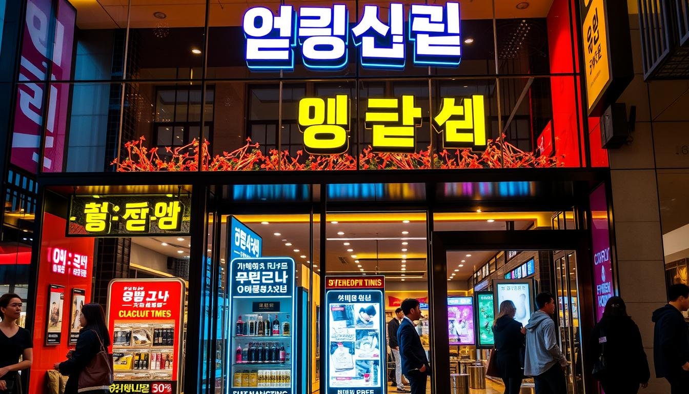 A vibrant and alluring storefront showcasing the enticing "韓 免稅優惠" offers. The glass facade reflects the bustling street, inviting passersby to step inside and discover the remarkable savings within. Neon signs and dynamic displays capture the eye, hinting at the array of exclusive products and promotions available. Warm lighting illuminates the space, creating an atmosphere of excitement and anticipation. Shoppers are drawn in, eager to explore the tempting discounts and uncover the treasures of this Korean duty-free destination. The scene exudes a sense of modern sophistication and the thrill of discovering new, must-have items. A vibrant and alluring storefront showcasing the enticing "韓 免稅優惠" offers. The glass facade reflects the bustling street, inviting passersby to step inside and discover the remarkable savings within. Neon signs and dynamic displays capture the eye, hinting at the array of exclusive products and promotions available. Warm lighting illuminates the space, creating an atmosphere of excitement and anticipation. Shoppers are drawn in, eager to explore the tempting discounts and uncover the treasures of this Korean duty-free destination. The scene exudes a sense of modern sophistication and the thrill of discovering new, must-have items.