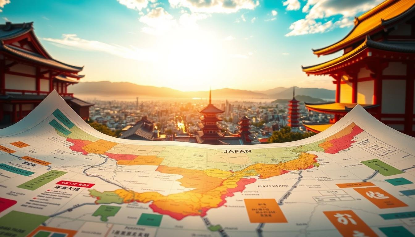 A vibrant and strategic Japanese travel itinerary blueprint unfolds, showcasing a harmonious blend of iconic landmarks, serene natural landscapes, and immersive cultural experiences. The foreground features a meticulously crafted plan, with color-coded sections and detailed schedules, inviting the viewer to embark on a seamless journey. In the middle ground, a panoramic view of Japan's diverse regions comes into focus, from the bustling cityscapes of Tokyo to the tranquil rural retreats. The background is illuminated by a warm, golden glow, evoking a sense of anticipation and discovery. Carefully composed with a wide-angle lens, the image captures the essence of a well-planned, high-value Japanese adventure, ready to be explored. A vibrant and strategic Japanese travel itinerary blueprint unfolds, showcasing a harmonious blend of iconic landmarks, serene natural landscapes, and immersive cultural experiences. The foreground features a meticulously crafted plan, with color-coded sections and detailed schedules, inviting the viewer to embark on a seamless journey. In the middle ground, a panoramic view of Japan's diverse regions comes into focus, from the bustling cityscapes of Tokyo to the tranquil rural retreats. The background is illuminated by a warm, golden glow, evoking a sense of anticipation and discovery. Carefully composed with a wide-angle lens, the image captures the essence of a well-planned, high-value Japanese adventure, ready to be explored.